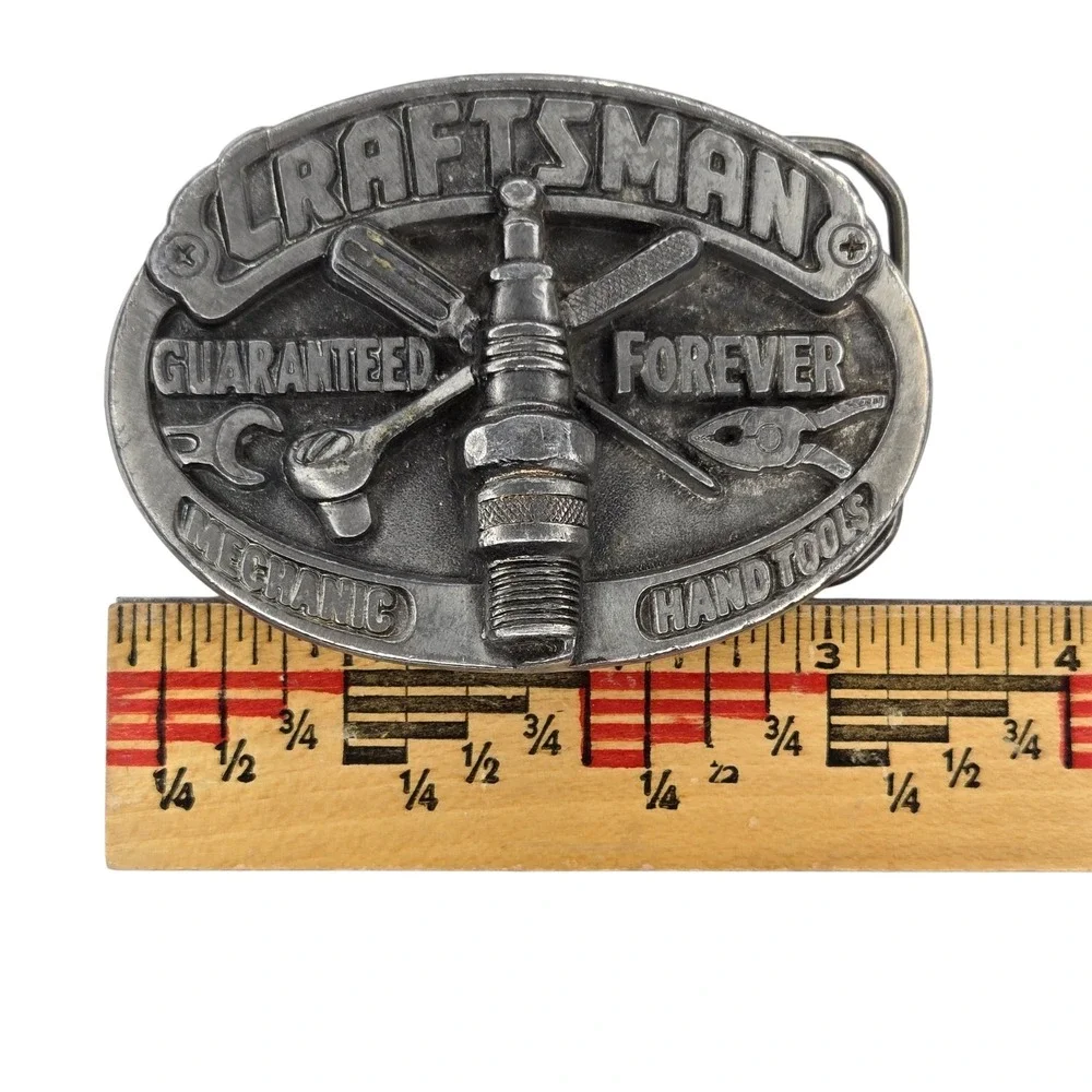 Craftsman Belt Buckle Metal 1993 Mechanic Spark Plug Tool Vintage USA